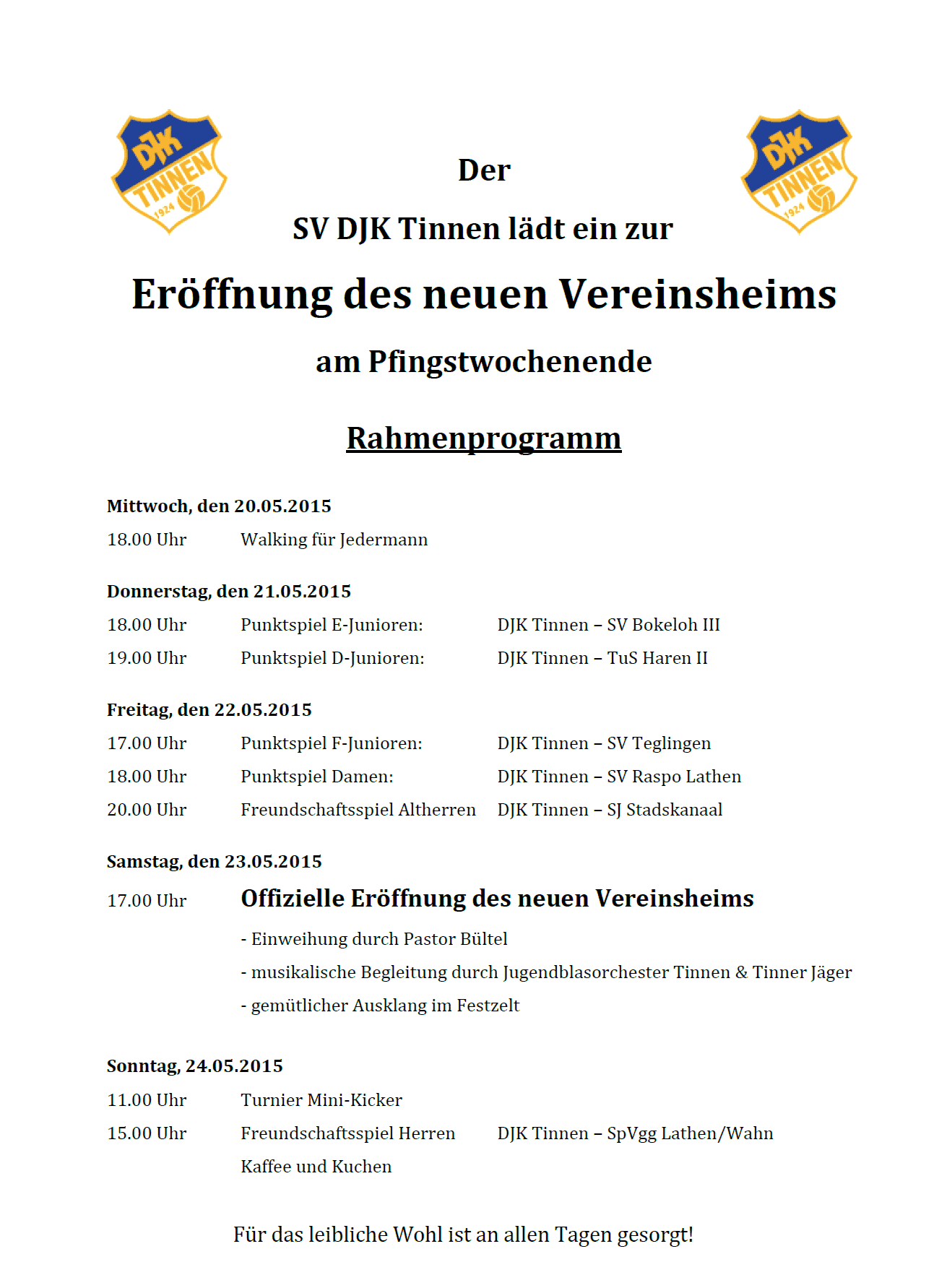 Einweihung Vereinsheim Tinnen